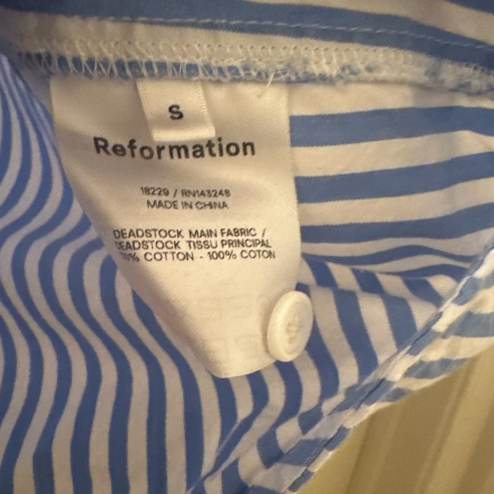 Reformation Blue Striped Button Down Shirt - Picture 9 of 12